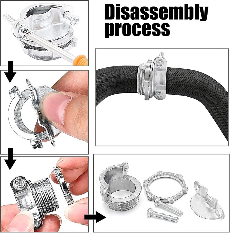 Fuzbaxy 15Pack 1/2" NM Clamp Type Cable Connectors for Metallic Conduit Protect Cables Silver-Zinc - Image 5